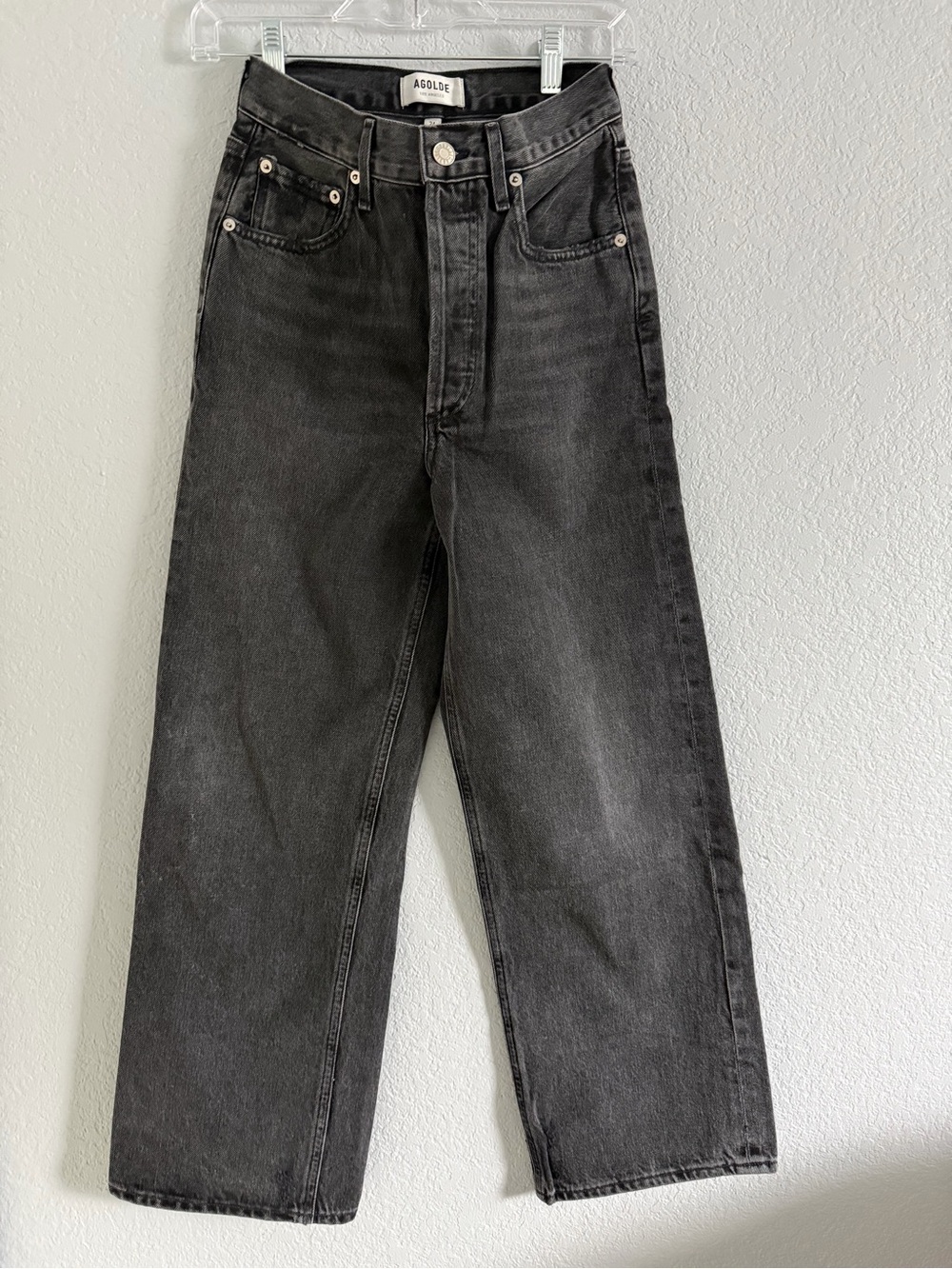 Agolde  Washed Black Relaxed Straight Jeans